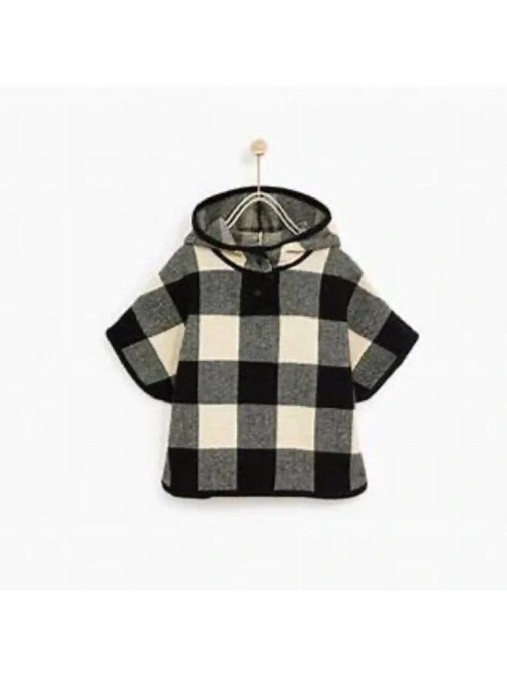 Zara Buffalo Check Plaid Hooded Cape